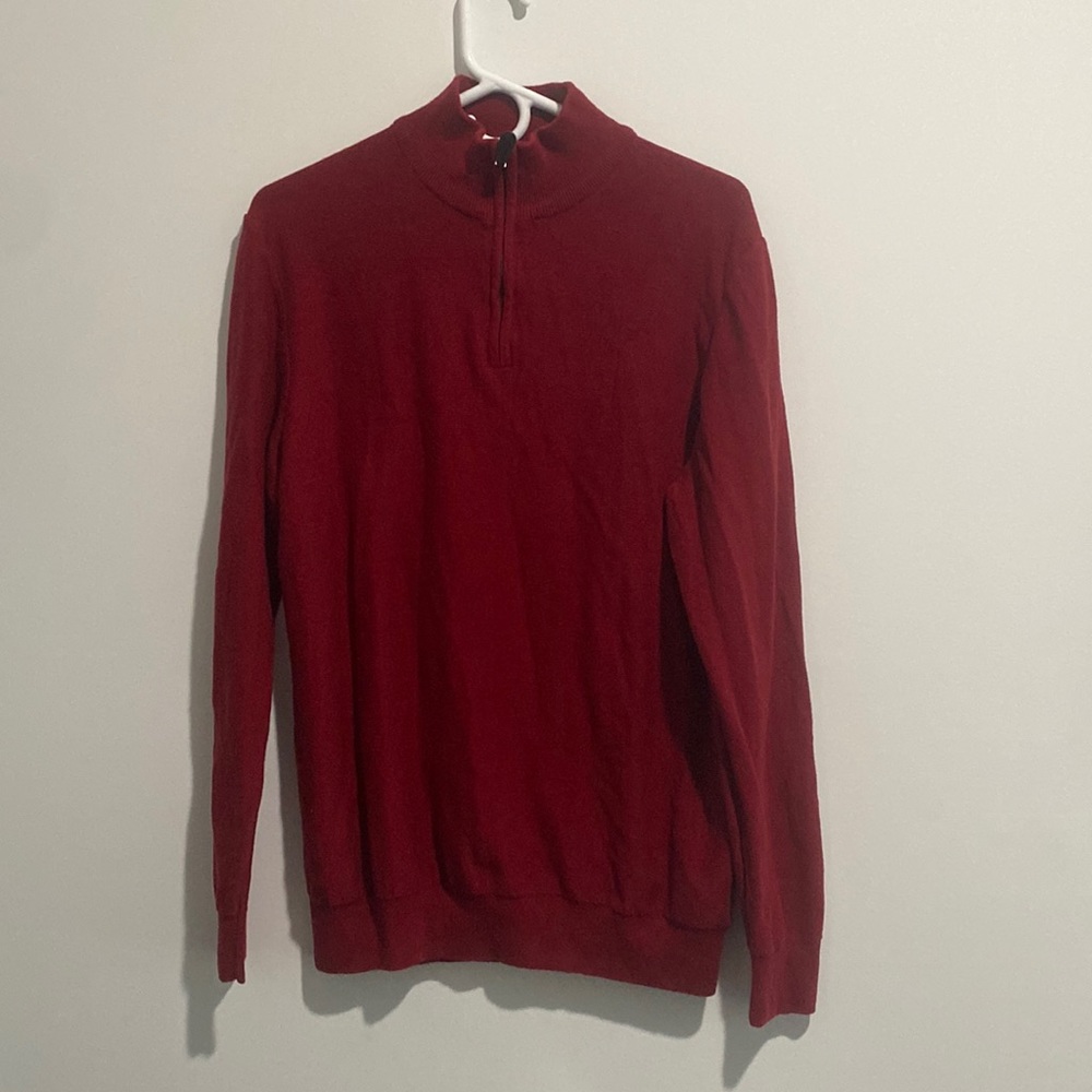 Red Quarter Zip Mens Sweater